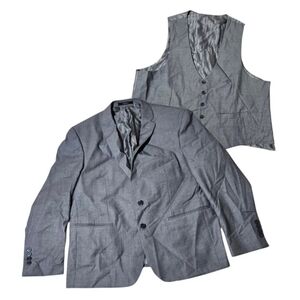 Italy Made Mens 46S Two-Piece Suit Set Blazer Vest XL Slim Fit Double-Vented